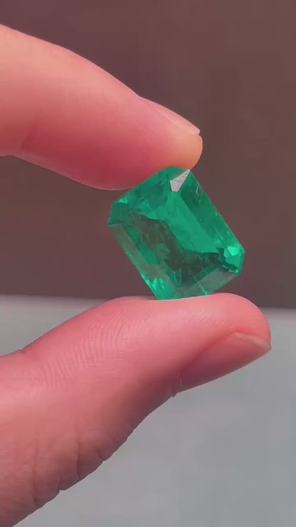Pirmiana 11.72ct Emerald Cut Lab Grown Emerald