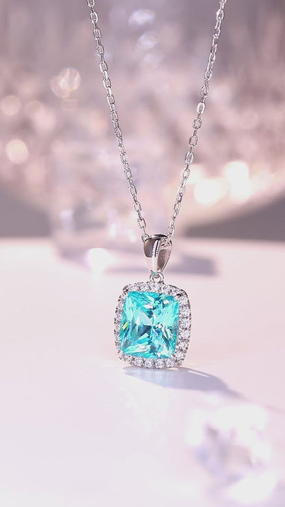 Pirmiana 5.25ct Lab Grown Paraiba Sapphire Pendant Necklace S925 Silver Lab Gemstone Jewelry Women