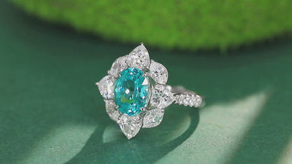 Pirmiana Hot Sale S925 Silver 4.42ct Lab Grown Paraiba Sapphire Ring Engagementring Women