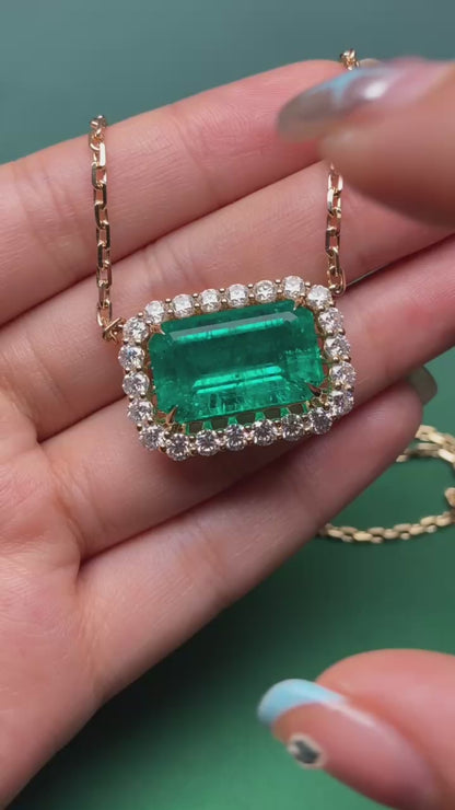 Primiana 2025 New Classic Style14K Emerald Shape12.86ct Necklace 2.25mm 40+5CM Chain Girlfriend Gift