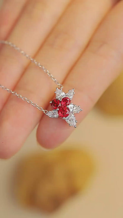 Pirmiana New S925 Silver 1.17ct Lad Grown Ruby Necklace High Fine Jewelry for Women Party Gift