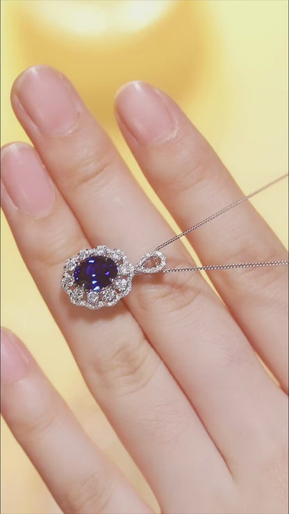 Pirmiana 2024 New Fashion S925 Silver Necklace 2.65ct Lab Grown Sapphire Pendants Necklace Jewelry For Wedding Party Gift