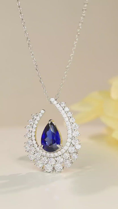 Pirmiana 2024 New Fashion S925 Silver Necklace 2.75ct Lab Grown Sapphire Pendants Necklace Jewelry For Wedding Party Gift