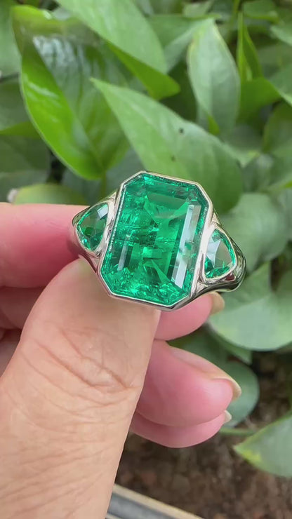 Pirmiana New Design 925 Silver 7.06ct Lab Grown Emerald men ring