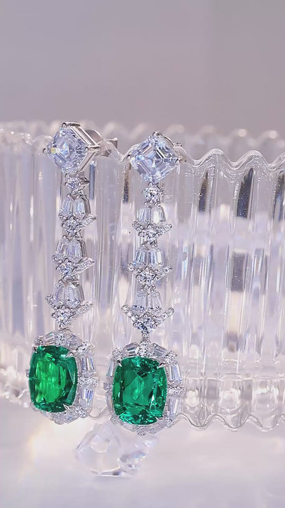 Pirmiana New Arrival S925 Silver 5.68ct Lab Grown Emerald Stainless Steel Earrings for Women