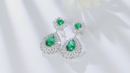 Pirmiana New Arrival S925 Silver 7.73ct Lab Grown Emerald Stainless Steel Earrings for Women
