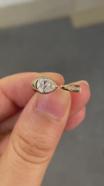 Pirmiana Custom Design 14K Yellow Gold Pear Shape 5x7mm Lab Grown Diamond Ring