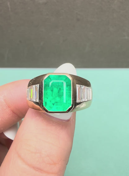 Pirmiana Hot Sale Classic Design Lab Grown Emerald 14k Gold Rings 7x9MM 2ct Lab Grown Emerald Girlfriend Gift