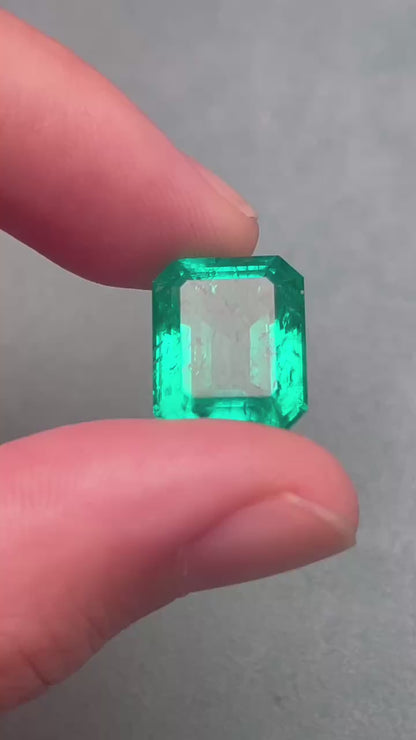 Pirmiana 8.22ct Emerald Cut Lab Grown Emerald