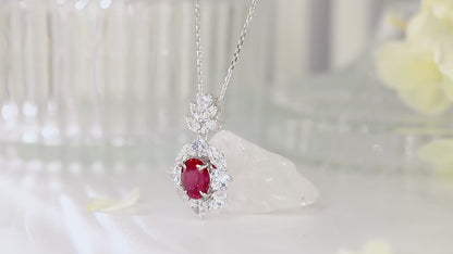 Pirmiana New S925 Silver 3.5ct Lad Grown Ruby Necklace High Fine Jewelry for Women Party Gift