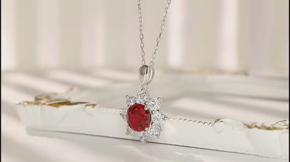 Pirmiana New S925 Silver 3.896ct Lad Grown Ruby Necklace High Fine Jewelry for Women Party Gift