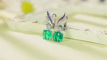 Pirmiana New Arrival S925 Silver 4.55ct Lab Grown Emerald Stainless Steel Earrings for Women