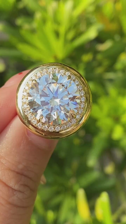 Pirmiana Hot Sale Classic Design Main Stone 7ct Round Shape Ring Side Stone Lab Grown Diamond 18K Gold Girlfriend Gift