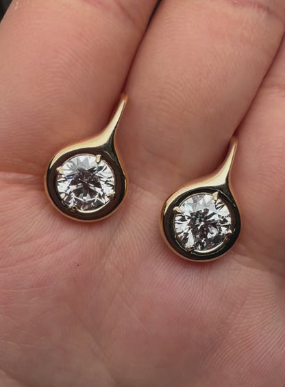 Pirmiana Jewelry Customized Design 18K Yellow Gold Earrings for Women 3ct CVD Lab Grown Diamond Jewelry