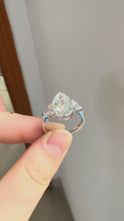 Pirmiana Jewelry Customized 18k White Gold 3ct pear shape Lab Grown Diamond Rings Engagement Wedding Band Rings for Women Fine Jewelry