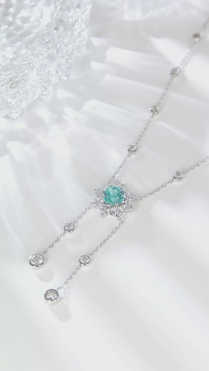 Pirmiana 5.02ct Lab Grown Paraiba Sapphire Pendant Necklace S925 Silver Lab Gemstone Jewelry Women