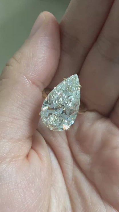 Ruif Cutomiezd 18k Yellow Gold 10ct Pear Cut Lab Grown Diamond for Women Wedding Proposal Ring