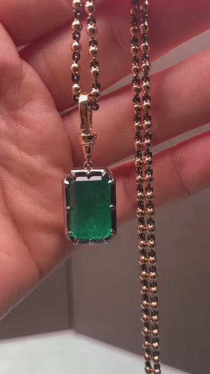 Ruif Luxury 14k Gold With Nice Inclusion 8ct Lab Grown Emerald Pendant Necklace for Women Fine Jwelry Gift