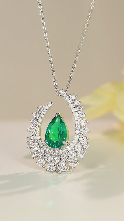 Pirmiana New Fashion 1.91ct Lab Grown Emerald Necklace S925 Silver Jewelry for Woman Gift Pendants