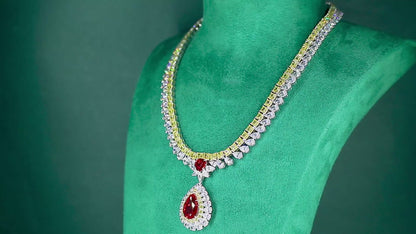 Pirmiana New S925 Silver 11.08ct Lad Grown Ruby Necklace High Fine Jewelry for Women Party Gift