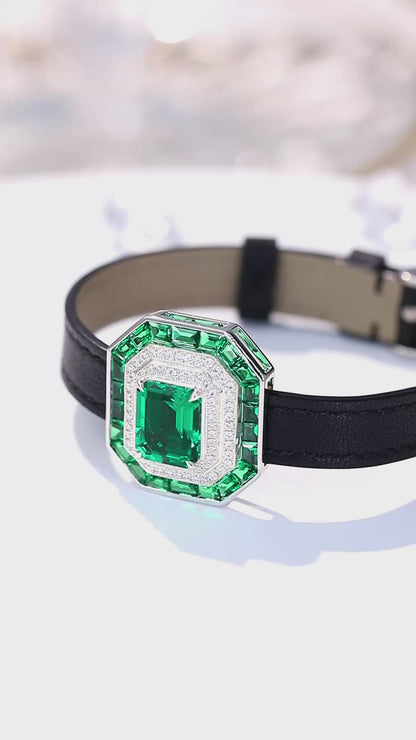 Pirmiana New Custom Design S925 Silver 4.324ct Lab Grown Emerald Bracelet Fashion Jewwelry for Party Gift