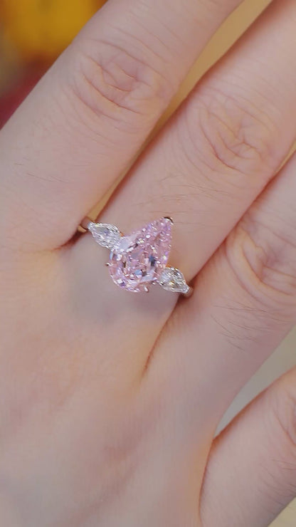 Pirmiana New Fashion 3ct Pear Shape Simulated Diamond Rings S925 Silver Jewelry Engagement Gift Women