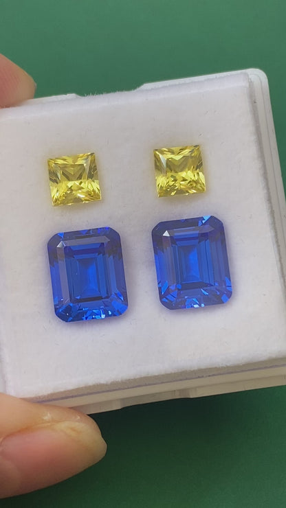 Pirmiana Emerald shape Lab Grown Cobalt Spinel Loose Gemstones for Jewelry Making
