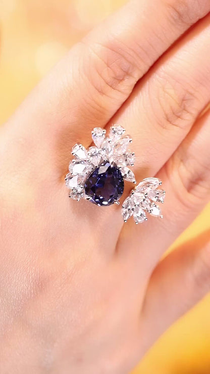 Pirmiana Jewelry S925 Silver 5.09ct Lab Grown Blue Sapphire Ring Fashion Finger Jewelry Women Engagementring