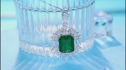 Pirmiana New Fashion 8.62ct Lab Grown Emerald Pendant Necklace S925 Silver Jewelry for Woman Gift Pendants