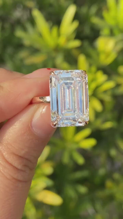 Pirmiana Custom Design 18k Rosa Gold Emerald Shape 12ct E Color Lab Grown Diamond Ring