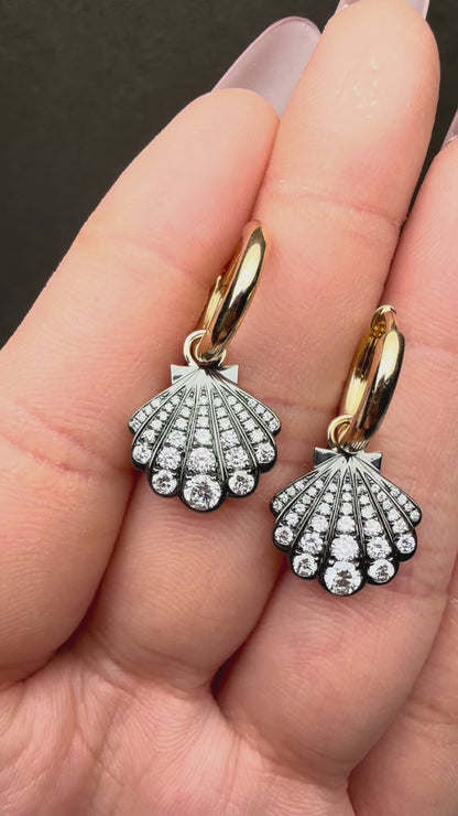 Pirmiana Custom Design 14K Yellow Gold Shell Earrings for Women HPHT Lab Grown Diamond Jewelry