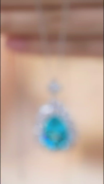 Pirmiana 25.315ct Lab Grown Paraiba Sapphire Pendant Necklace S925 Silver Lab Gemstone Jewelry Women