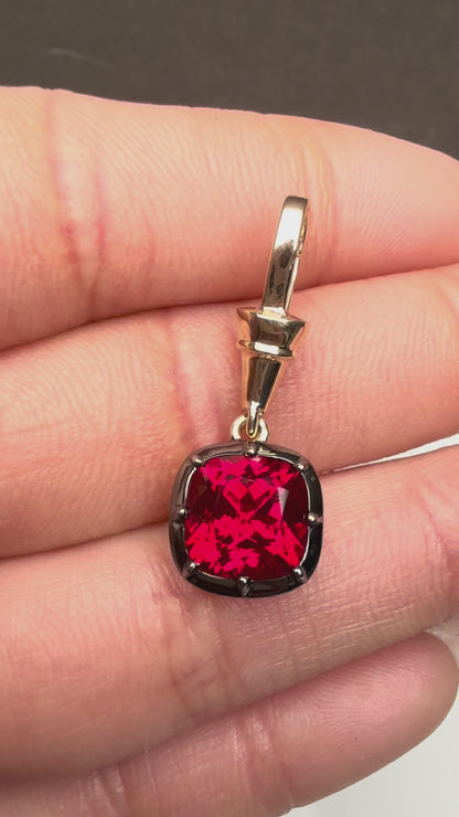 Primiana Hot Sale New Classic Style Black Gold Chain With 9k 3ct Lab Grown Ruby Prendant Girlfriend Gift