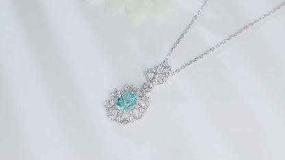 Pirmiana 4.41ct Lab Grown Paraiba Sapphire Pendant Necklace S925 Silver Lab Gemstone Jewelry Women