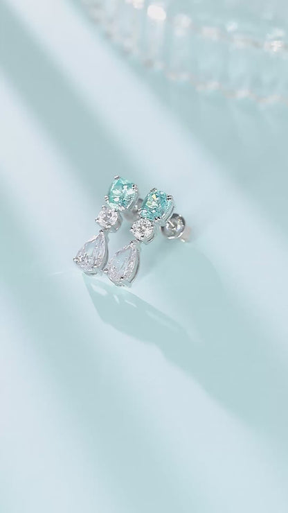 Pirmiana Hot Sale 2.51ct Lab Grown Paraiba Sapphire Earrings S925 Silver Jewelry Engagement Women