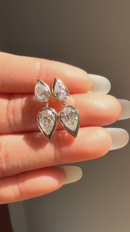 Pirmiana Custom Design 14K Yellow Gold 1ct Center stone Earrings for Women Lab Grown Diamond Jewelry