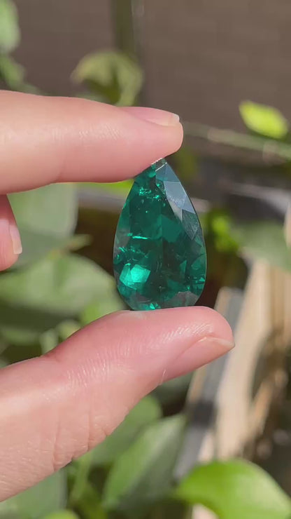 Pirmiana 25ct Pear Shape Lab Grown Emerald