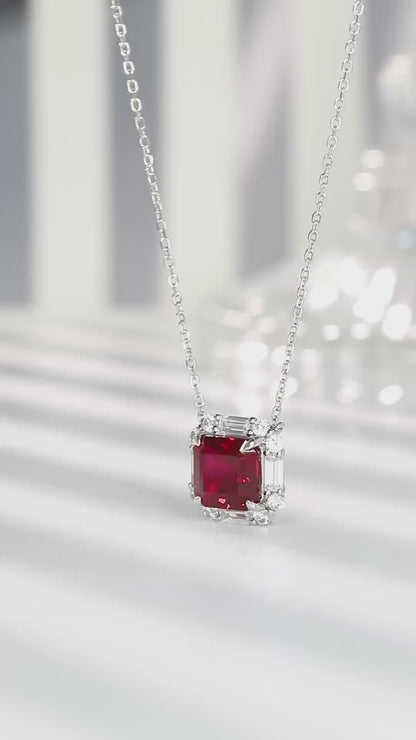 Pirmiana New S925 Silver 3.3ct Lad Grown Ruby Necklace High Fine Jewelry for Women Party Gift