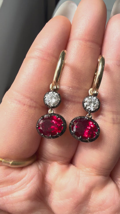 Pirmiana Jewelry Custom Design 9k Earrings for Women 3ct Lab Grown Ruby And DEF VS VVS Lab Grown Diamond Jewelry