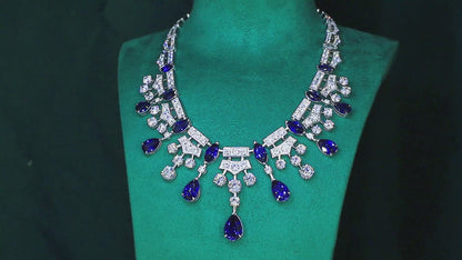 Pirmiana 2024 New Fashion S925 Silver Necklace 53.41ct Lab Grown Sapphire Pendants Necklace Jewelry For Wedding Party Gift