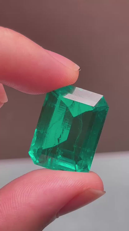 Pirmiana 27.73ct Emerald Cut Lab Grown Emerald