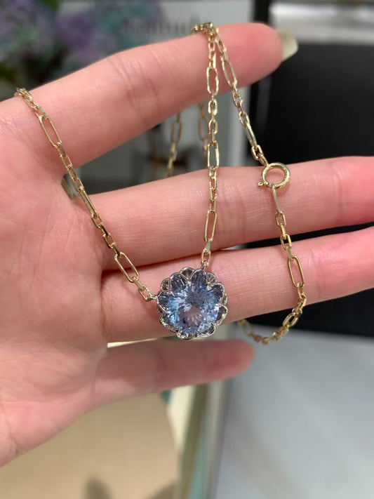 Pirmiana Jewelry Customized 18k Yellow Gold 3ct Lab Grown Cornflower Necklace for Women Party Gift
