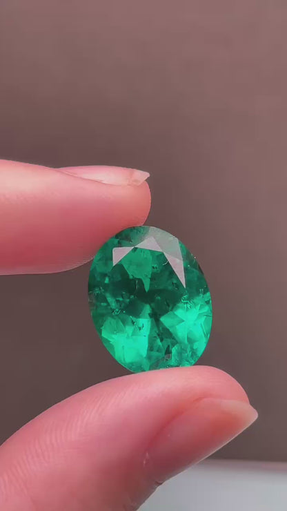 Pirmiana 13.8ct Oval Lab Grown Emerald