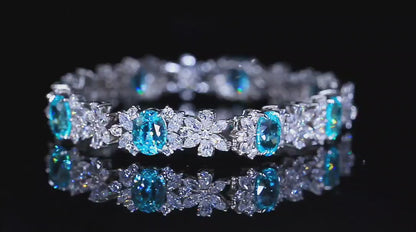 Pirmiana 2024 Hot Sale S925 Silver 15.79ct Lab Grown Paraiba Bracelet Engagement Women