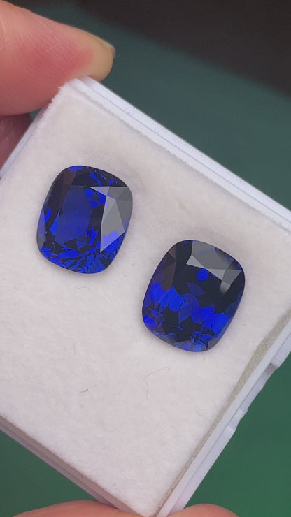 Cushion Cut Royal Blue Lab Sapphire Gemstone