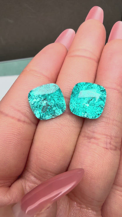 Pirmiana Cushion Cut Crushed Ice Lab Grown Paraiba Loose Gemstones for Jewelry Making
