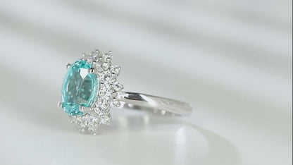 Pirmiana Hot Sale S925 Silver 3.09ct Lab Grown Paraiba Sapphire Ring Engagementring Women