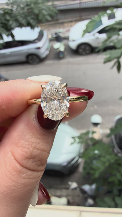 Pirmiana Jewelry Customized 18k Yellow Gold 2ct oval shape Lab Grown Diamond Engagement Wedding Band Rings for Women