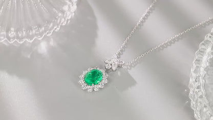 Pirmiana New Fashion 3.42ct Lab Grown Emerald Necklace S925 Silver Jewelry for Woman Gift Pendants