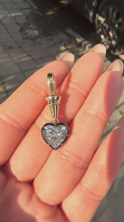 Primiana Hot Sale New Classic Style Black Gold Chain With 18k Gold 3ct Heart Shape Lab Diamond Prendant Girlfriend Gift